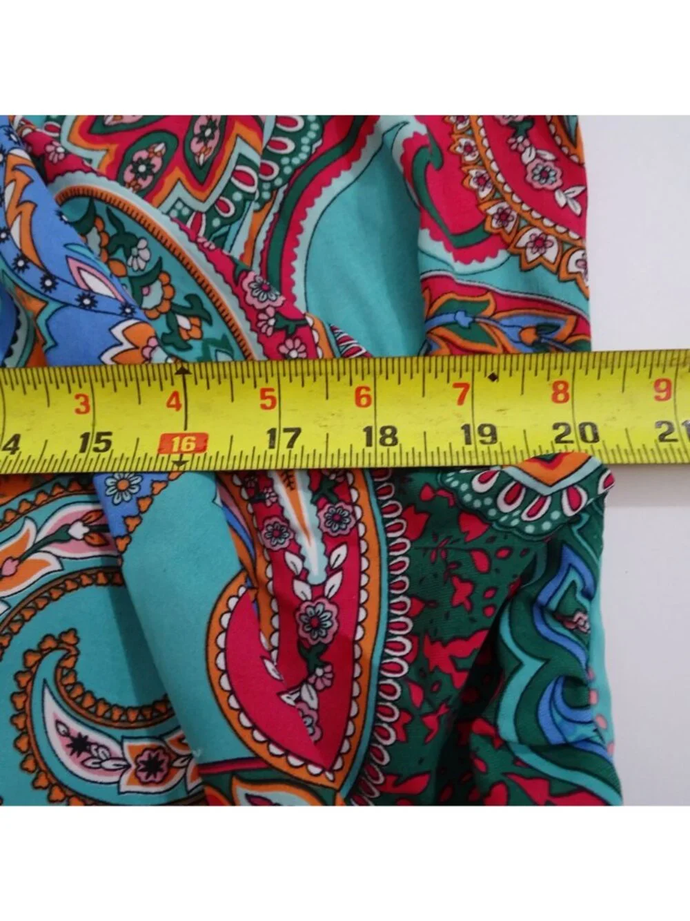 Shein Paisley Long Sleeve Faux Wrap Blouse Women Size M 6 Multicolor Blue Green - Picture 9 of 12